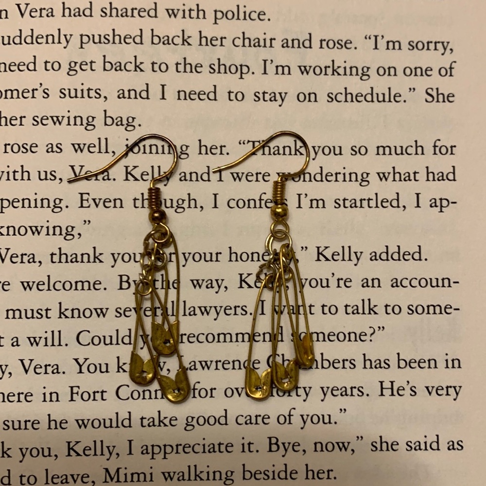 Handmade golden safety pin earrings